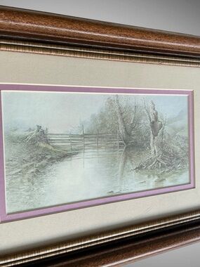 Vintage 1977 Ben Hampton “Reflecting Sycamores” Framed Landscape Print